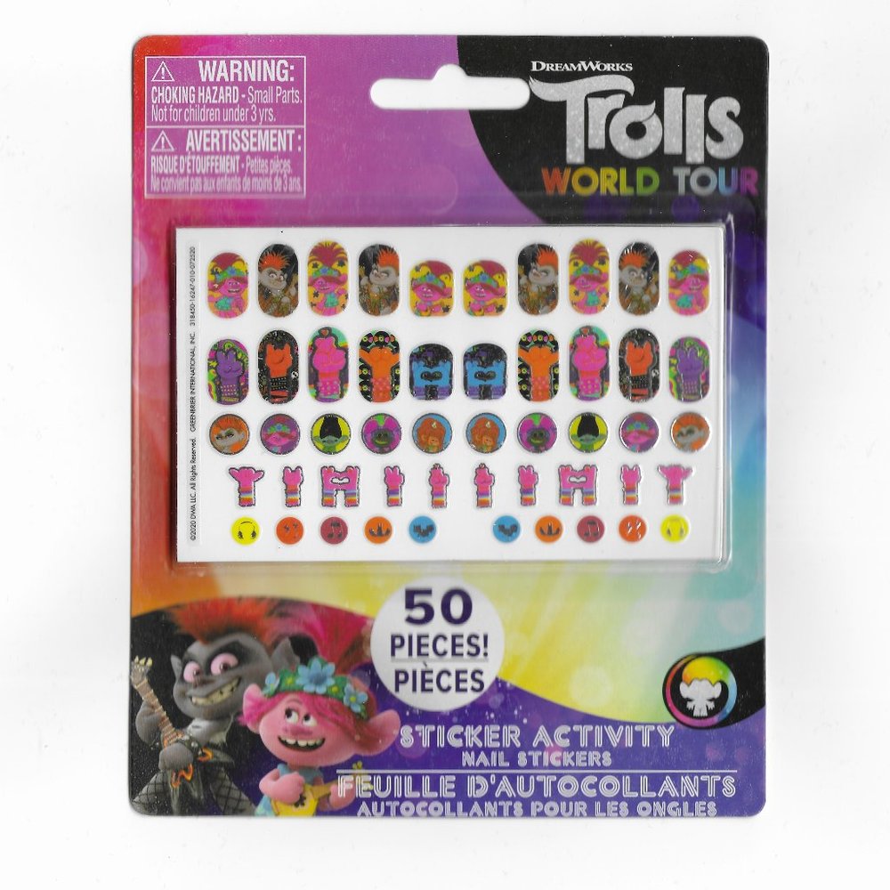 Trolls World Tour 50 Piece Sticker Activity Nail Stickers Set